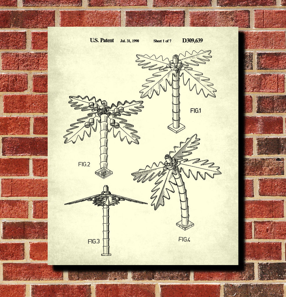 Lego Palm Tree Patent Print Scenery Building Block Poster