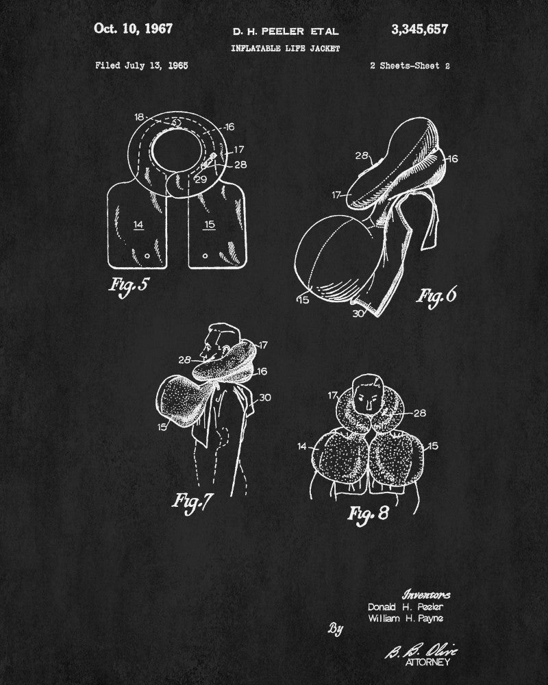 Life Jacket Patent Print Safety Equipment Sailing Poster