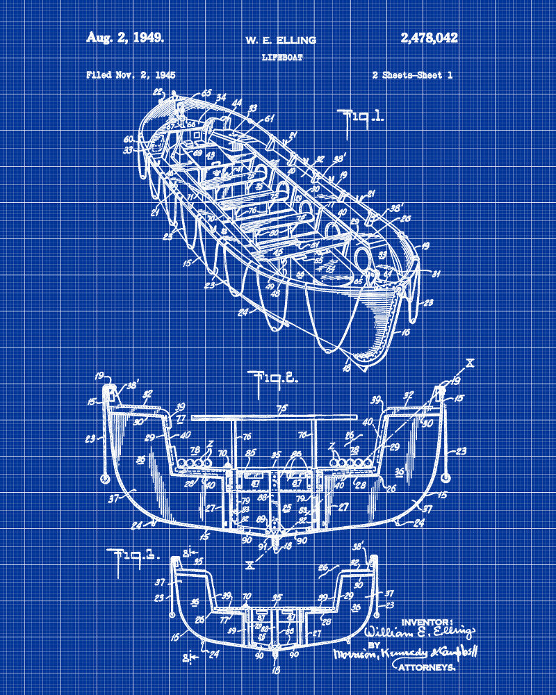 Lifeboat Patent Print Nautical Poster Sailing Decor – GalleryThane