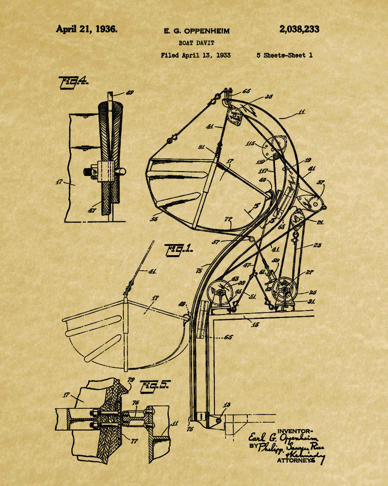 Lifeboat Patent Print Nautical Poster Sailing Decor