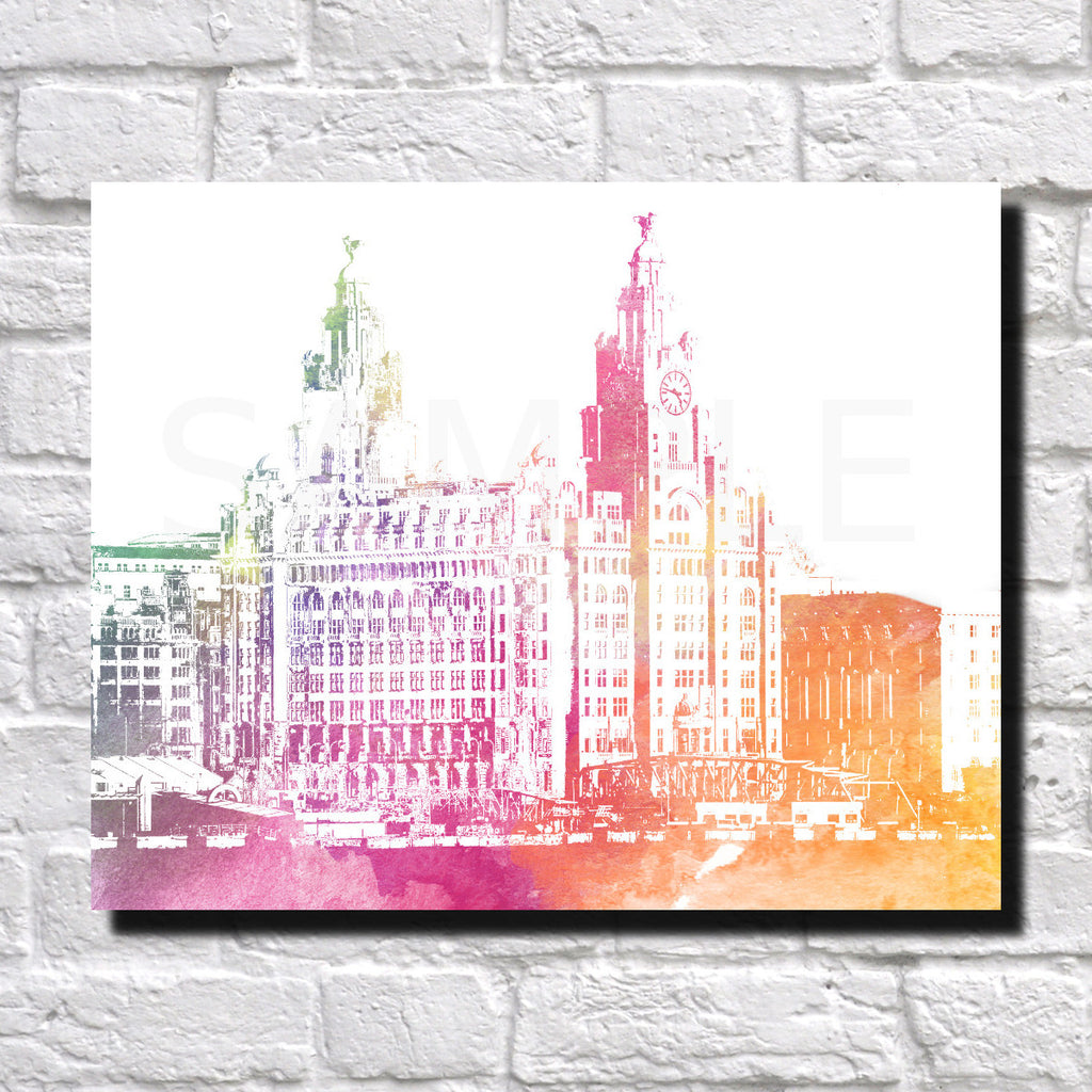 Liverpool City Skyline Print Landscape Poster Feature Wall Art
