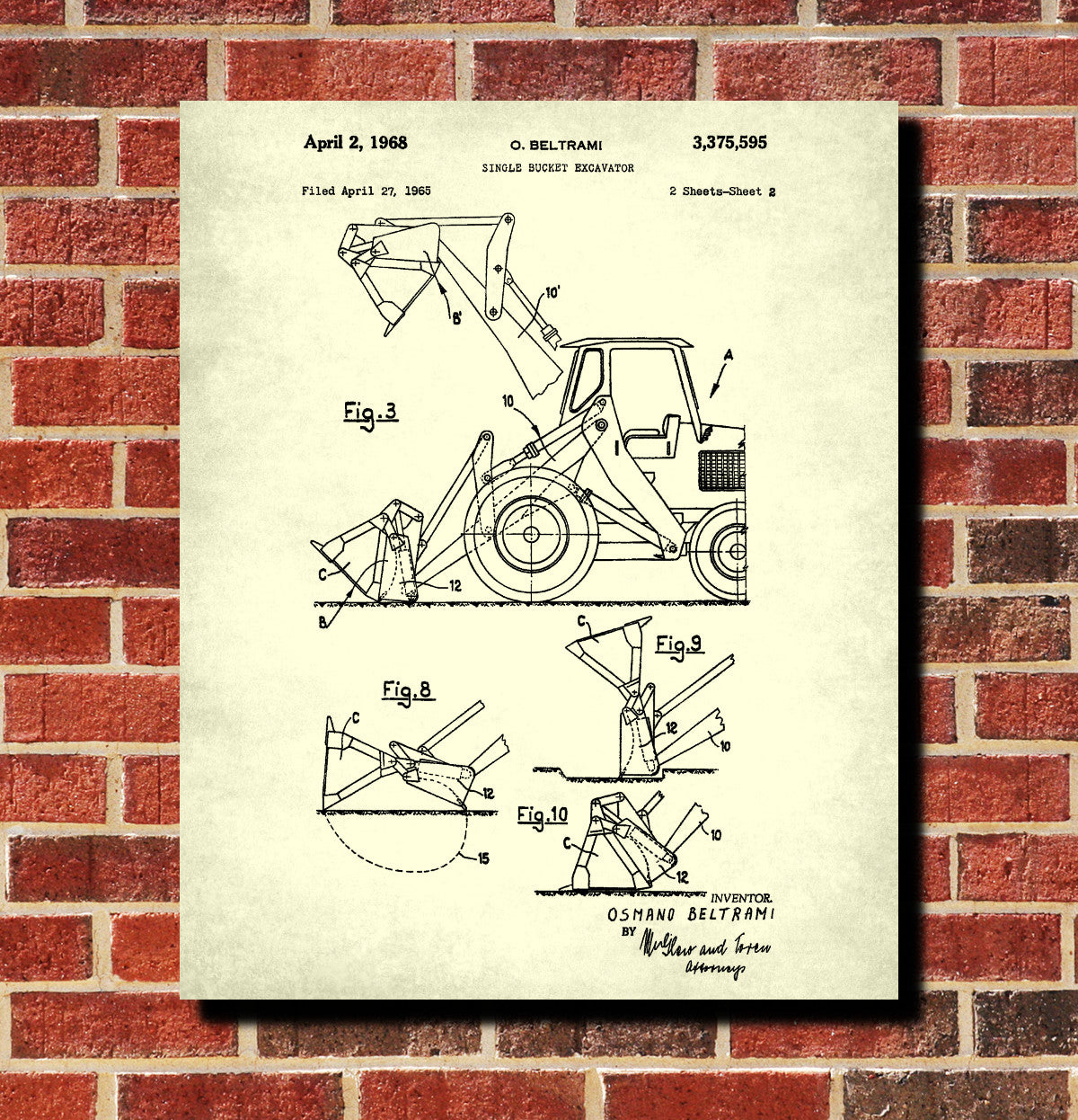 Front Loader Patent Print Mining Wall Art Klondike Gold Rush