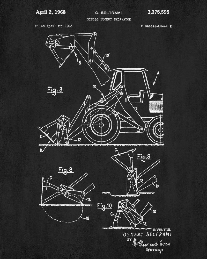 Front Loader Patent Print Mining Wall Art Klondike Gold Rush