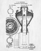 Locomotive Smoke Stack Patent Print Steam Train Poster