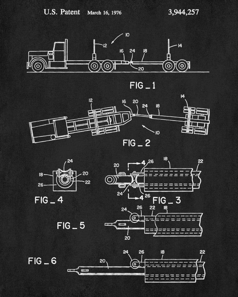 Logging Truck Patent Print, Forestry Blueprint Poster