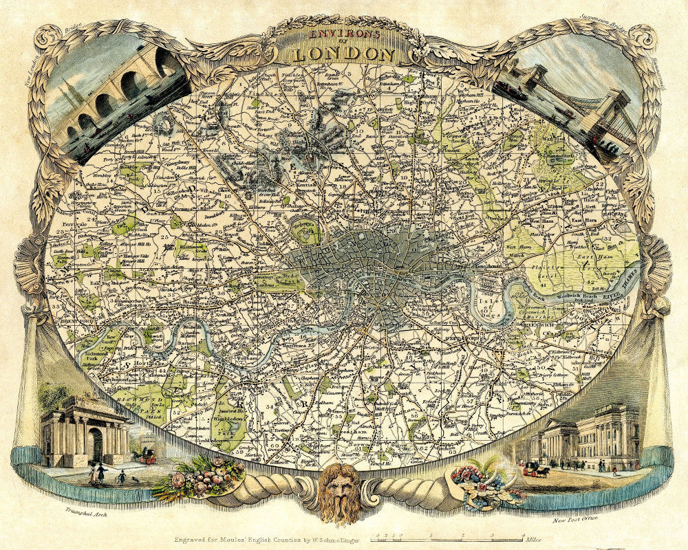 London City Street Map Print Vintage Poster Old Map as Art - OnTrendAndFab