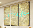London Street Map 3 Panel Canvas Wall Map