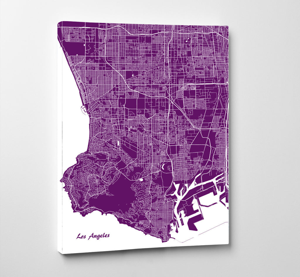 Los Angeles City Street Map Print Feature Wall Art Poster