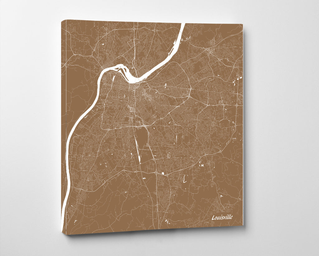 Louisville, Kentucky City Street Map Print Custom Wall Map