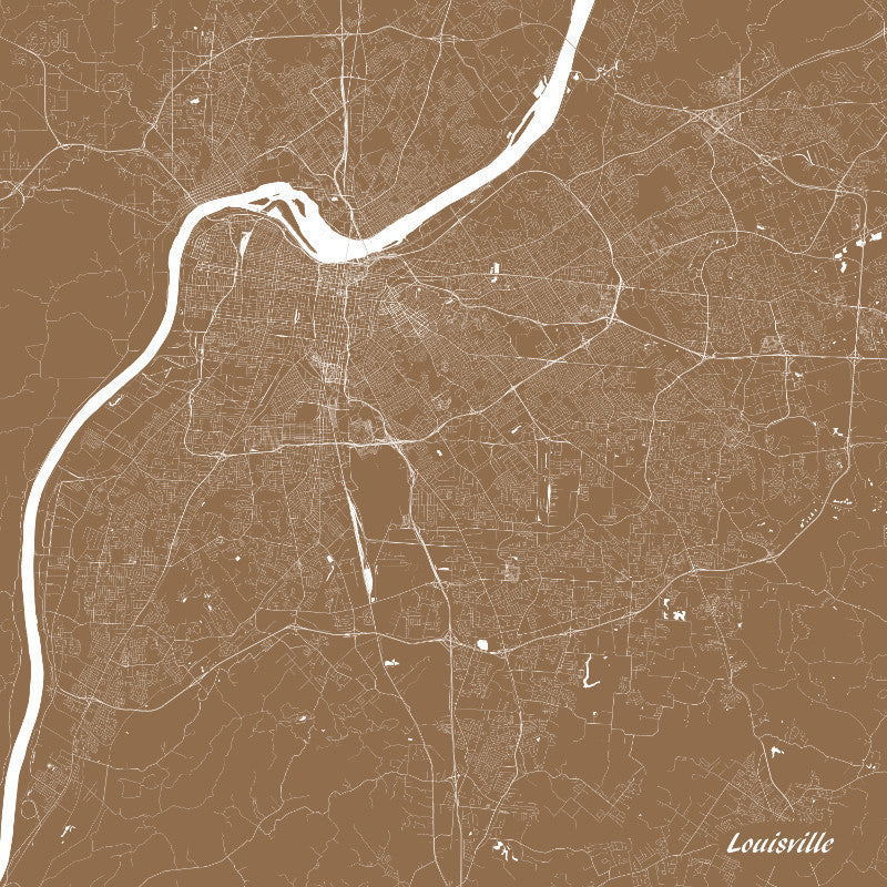 Louisville, Kentucky City Street Map Print Custom Wall Map