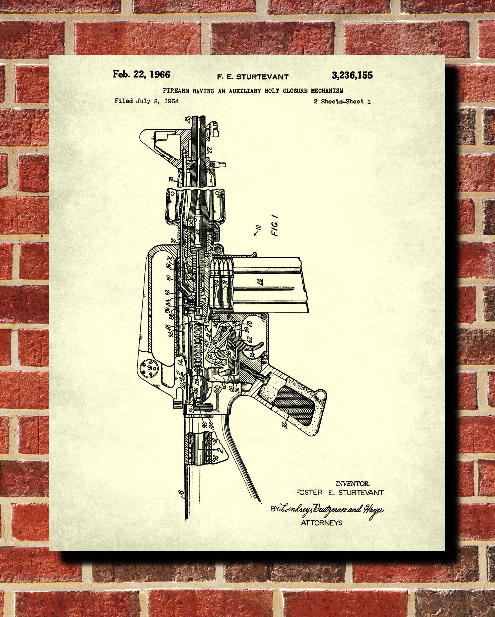 M16 Rifle Patent Gun Poster Firearm Art Weapons Print - OnTrendAndFab