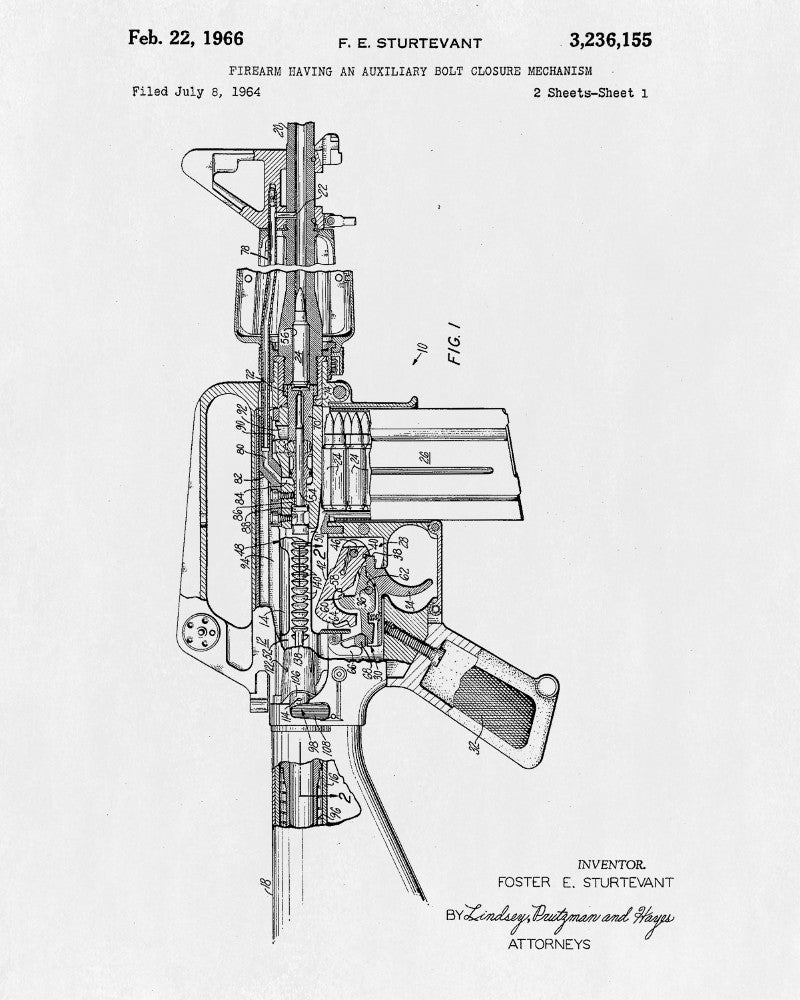 M16 Rifle Patent Gun Poster Firearm Art Weapons Print - OnTrendAndFab
