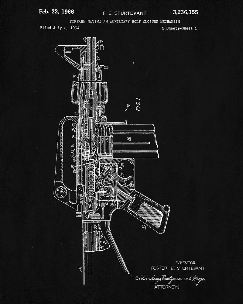 M16 Rifle Patent Gun Poster Firearm Art Weapons Print - OnTrendAndFab