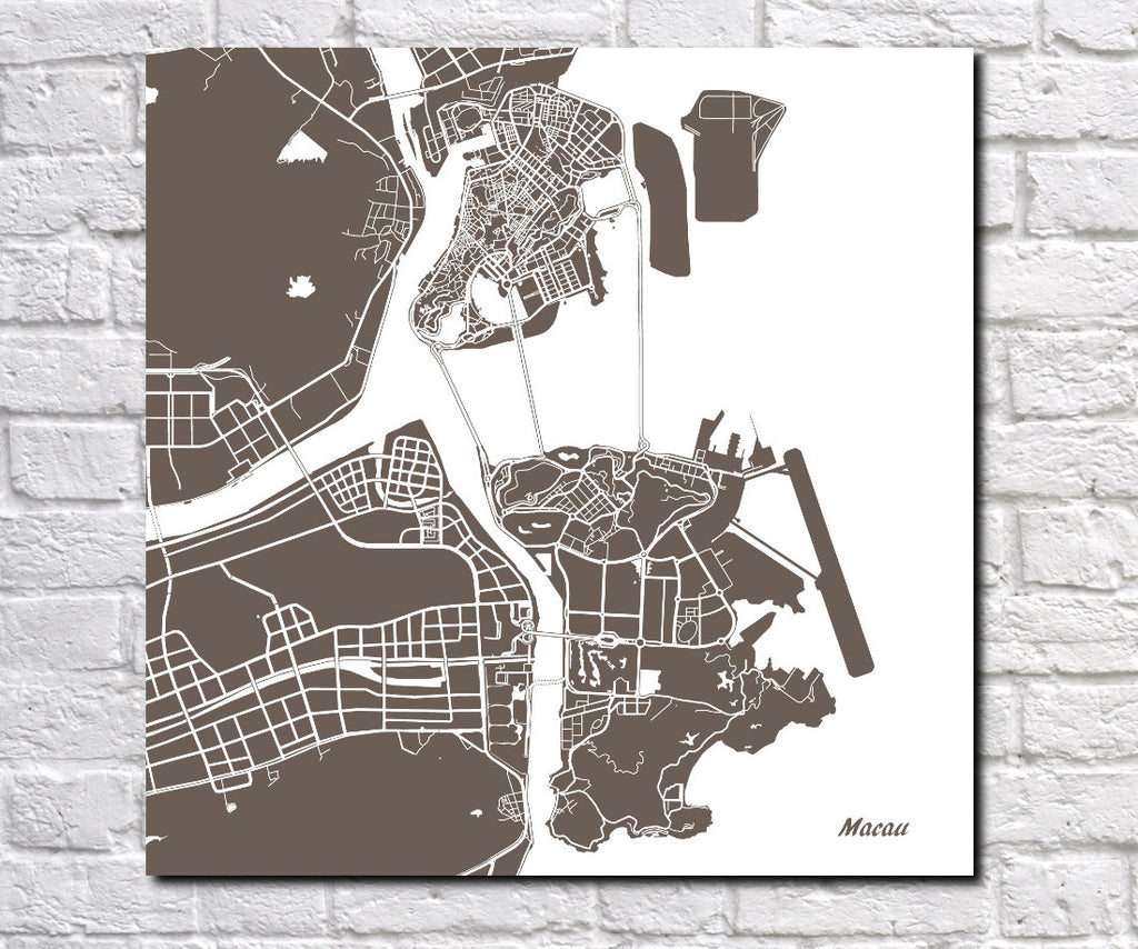 Macau City Street Map Print Modern Art Poster Home Decor - OnTrendAndFab