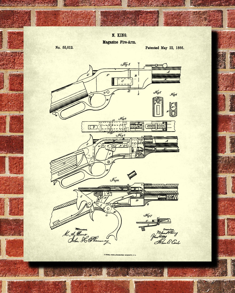 Magazine Firearm Blueprint Rifle Patent Print Gun Poster - OnTrendAndFab