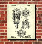 Magneto Blueprint Vintage Electrical Design Patent Print Poster