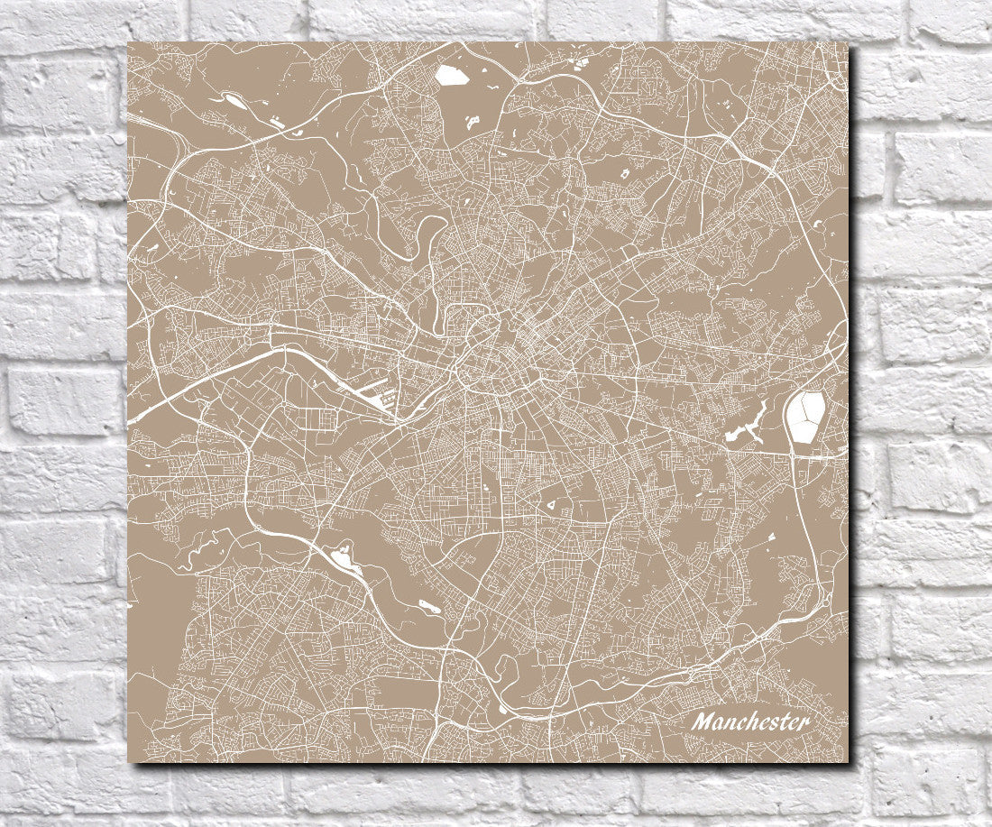 Manchester City Street Map Print Modern Art Poster Home Decor - OnTrendAndFab