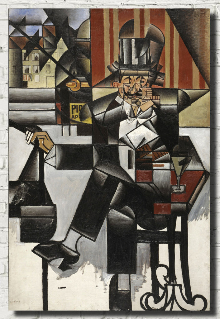 Juan Gris Crystal Cubism Fine Art Print : man in a cafe