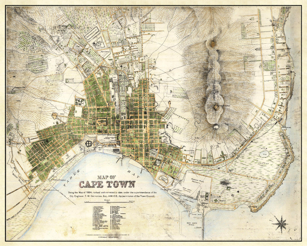 Cape Town Street Map Print Vintage South Africa Poster Old Map as Art - OnTrendAndFab