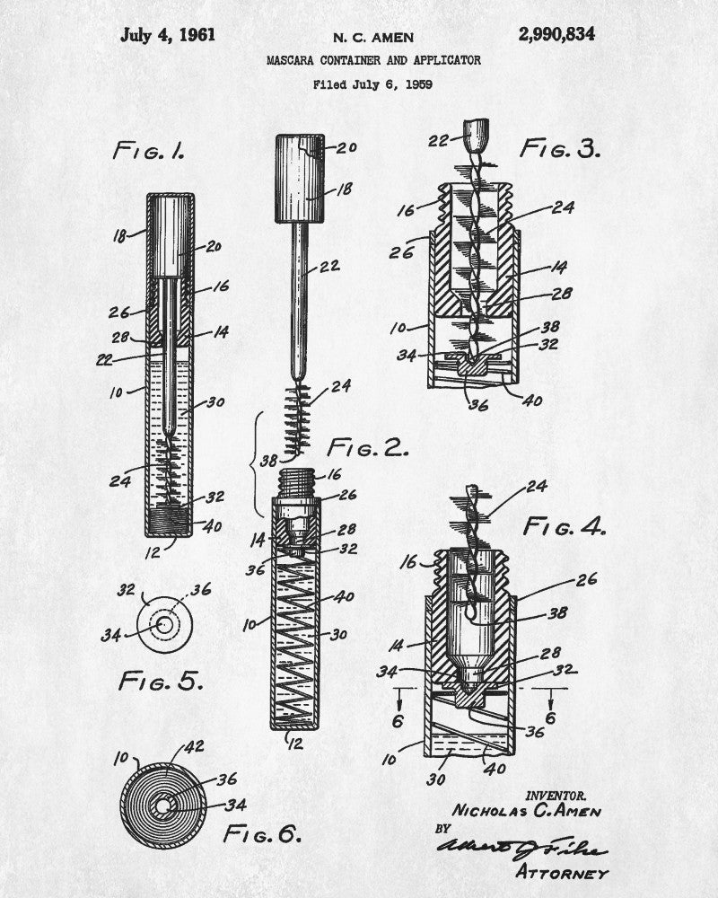 Mascara Patent Print Makeup Beauty Poster Salon Blueprint - OnTrendAndFab