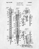 Mechanical Pencil Patent Print Pencil Blueprint Office Poster