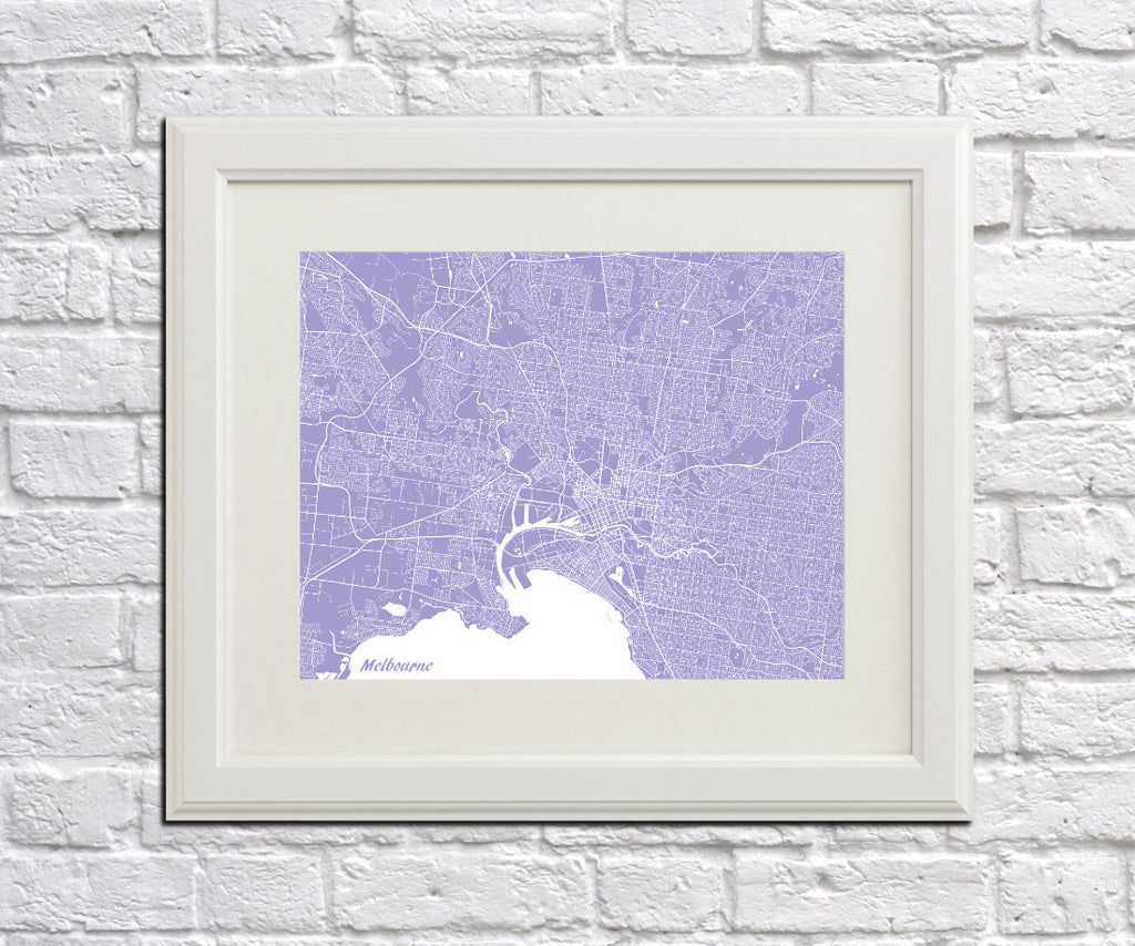 Melbourne City Street Map Print Feature Wall Art Poster