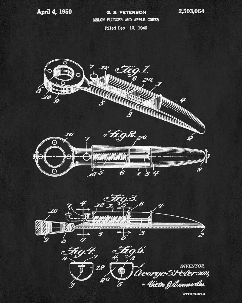 Melon Plugger Blueprint Poster Kitchen Wall Art - OnTrendAndFab