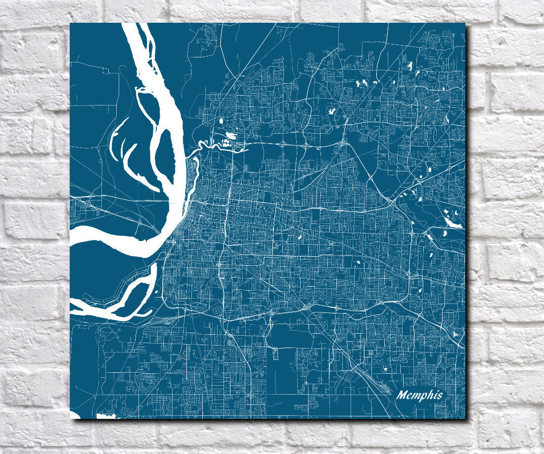 Memphis, Tennessee City Street Map Print Custom Wall Map