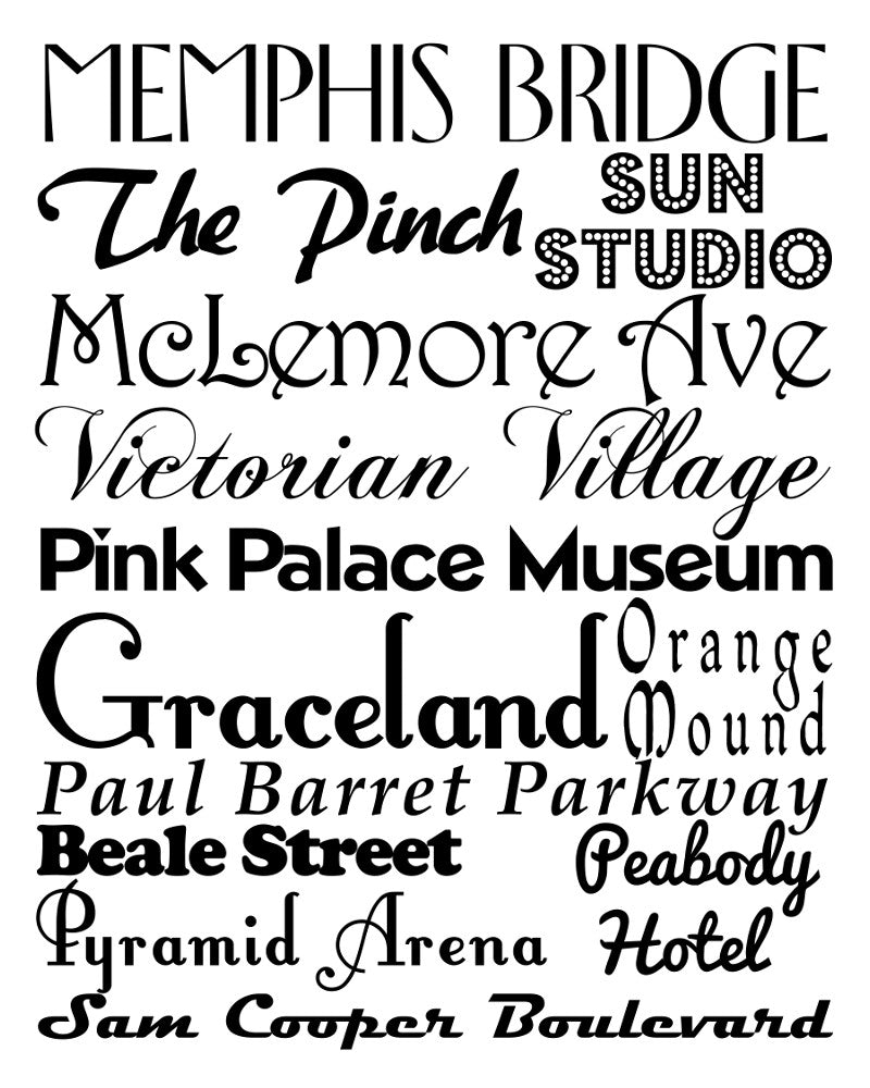 Memphis Neighbourhood Print Typography Scroll