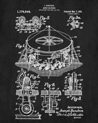 Merry-Go-Round Patent Print Carnival Fairground Blueprint Poster