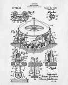 Merry-Go-Round Patent Print Carnival Fairground Blueprint Poster