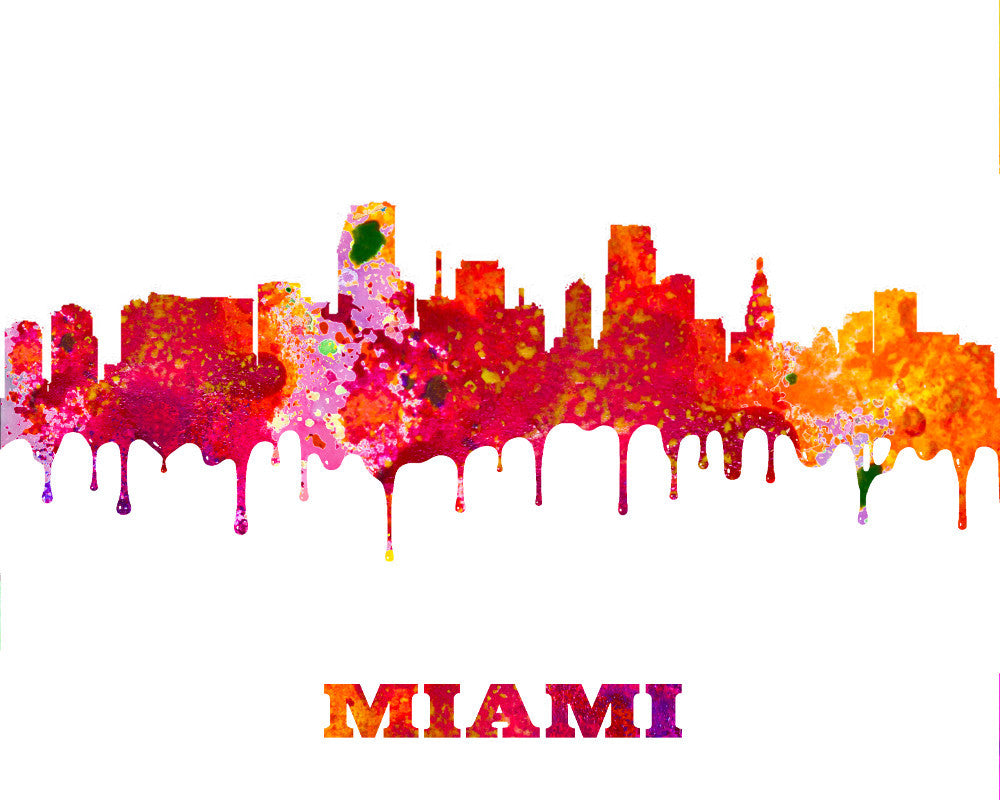 Miami City Skyline Print Wall Art Poster Florida - OnTrendAndFab