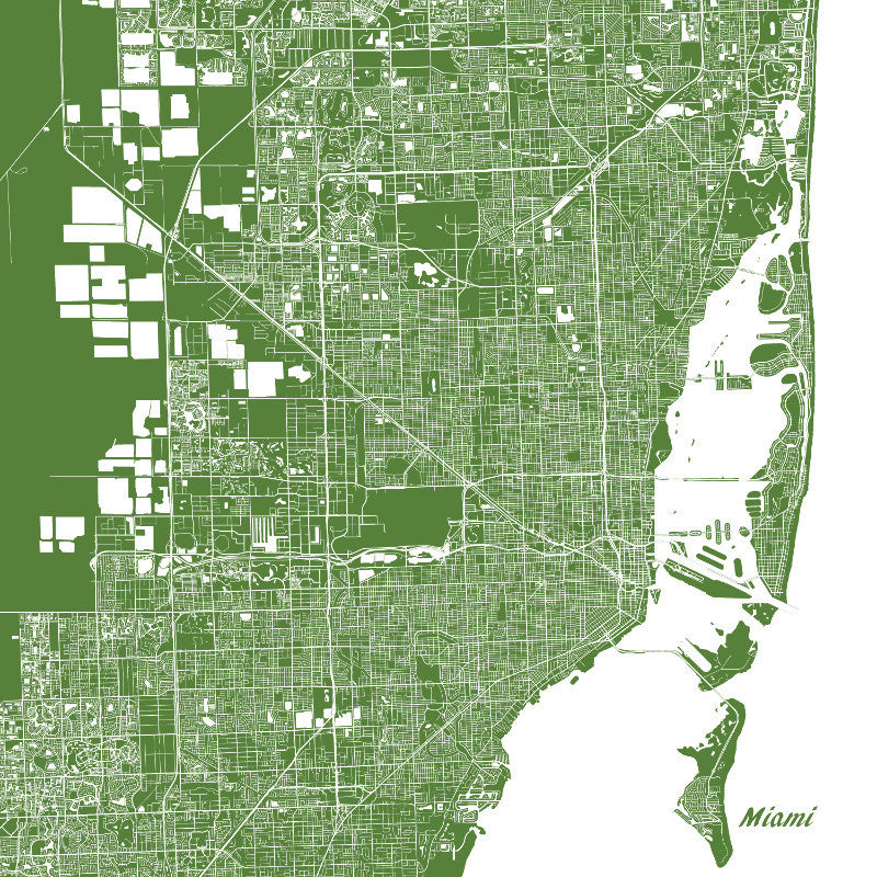 Miami City Street Map Print Custom Wall Map - OnTrendAndFab