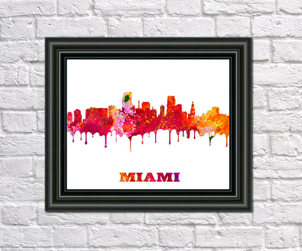 Miami City Skyline Print Wall Art Poster Florida - OnTrendAndFab