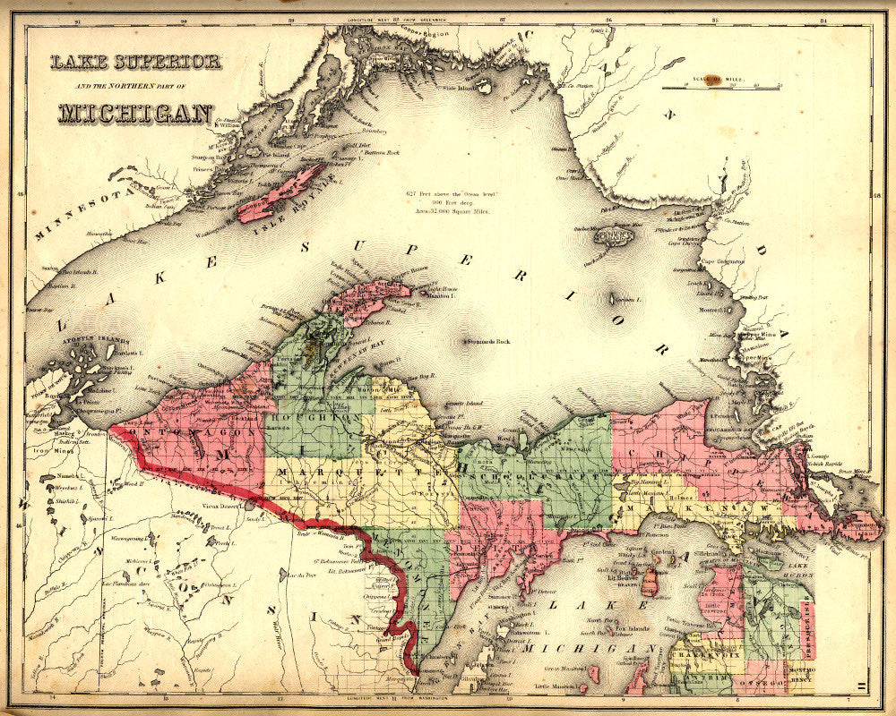 North Michigan State Map Print Vintage Poster Old Map as Art - OnTrendAndFab