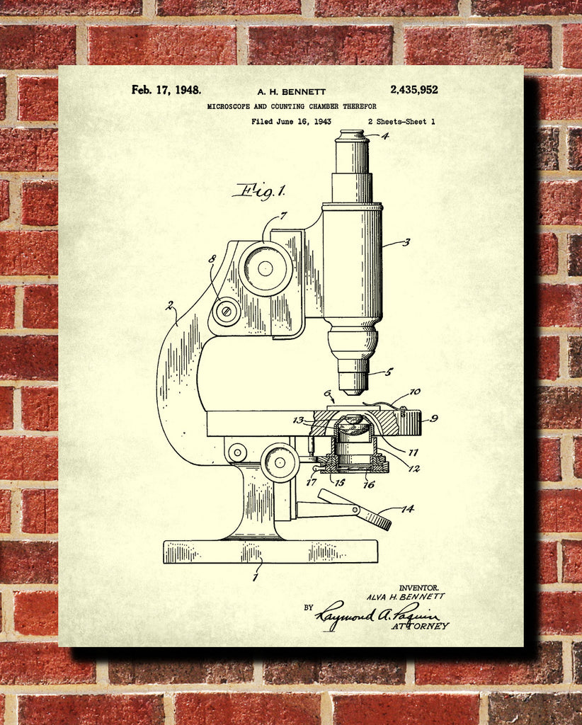 Microscope Patent Print Science Wall Art Scientist Poster - OnTrendAndFab