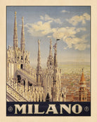 Milano Cathedral Italy Print Vintage Travel Poster Art