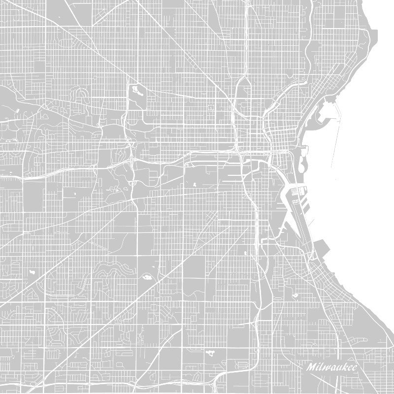 Milwaukee, Wisconsin City Street Map Print Custom Wall Map