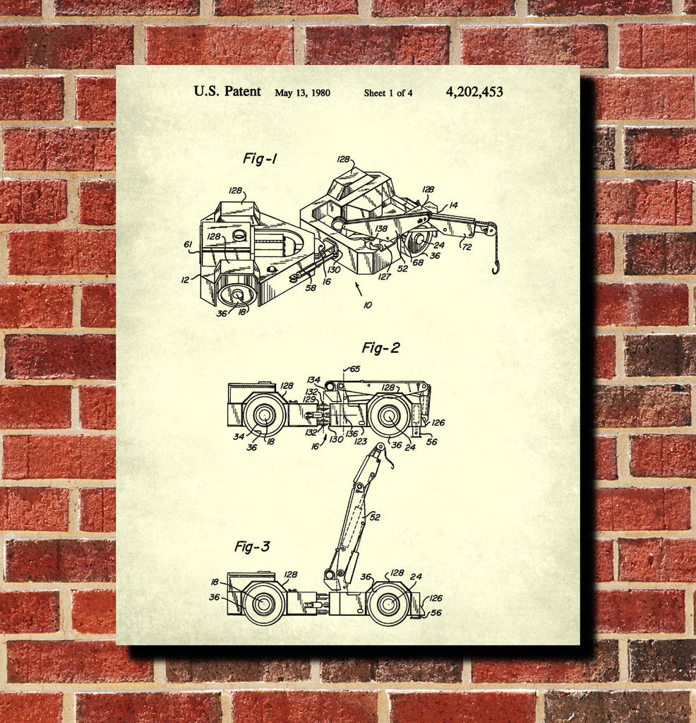 Mine Service Truck Patent Print Mining Blueprint Poster