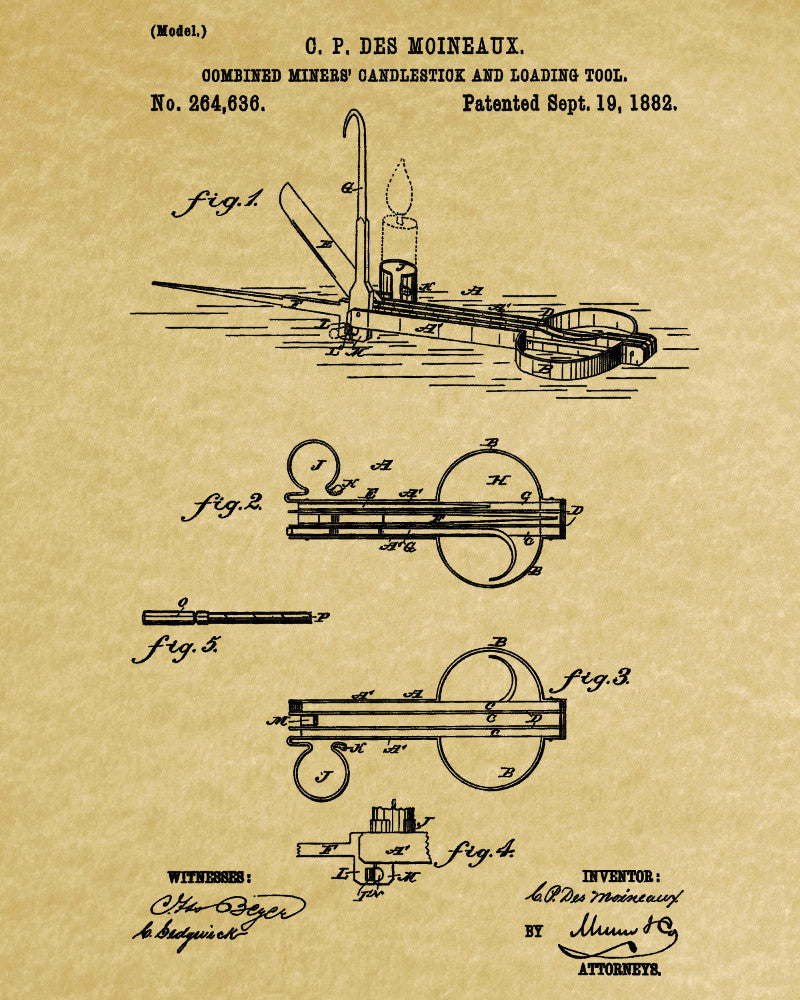 Lamp, Loading Tool Patent Print Gold Rush Mining Poster