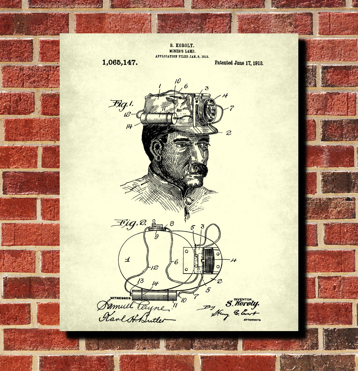 Lamp Patent Print Gold Rush Mining Poster