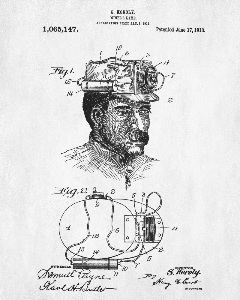 Lamp Patent Print Gold Rush Mining Poster