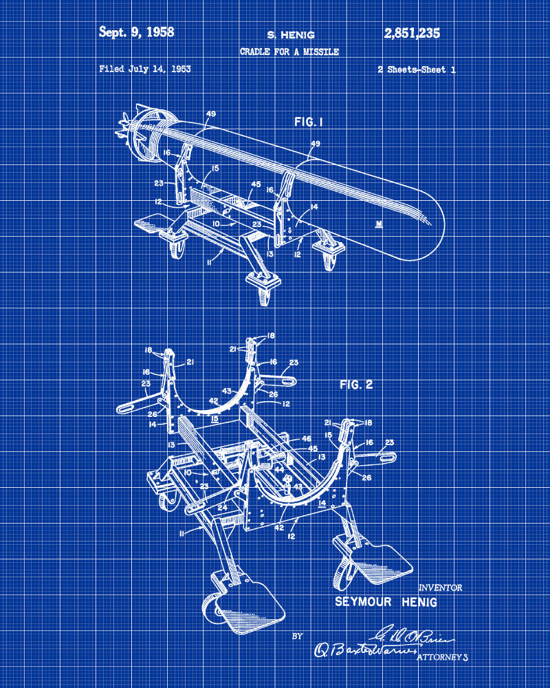Missile Cradle Patent Print Military Wall Art Poster