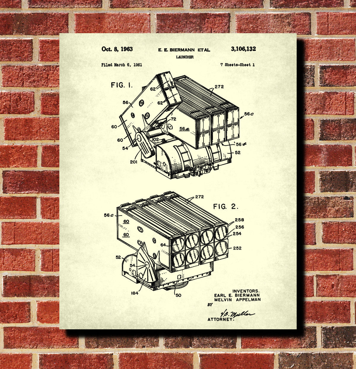 Missile Launcher Patent Print Military Wall Art Poster