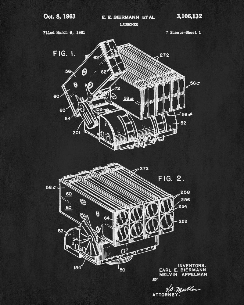 Missile Launcher Patent Print Military Wall Art Poster