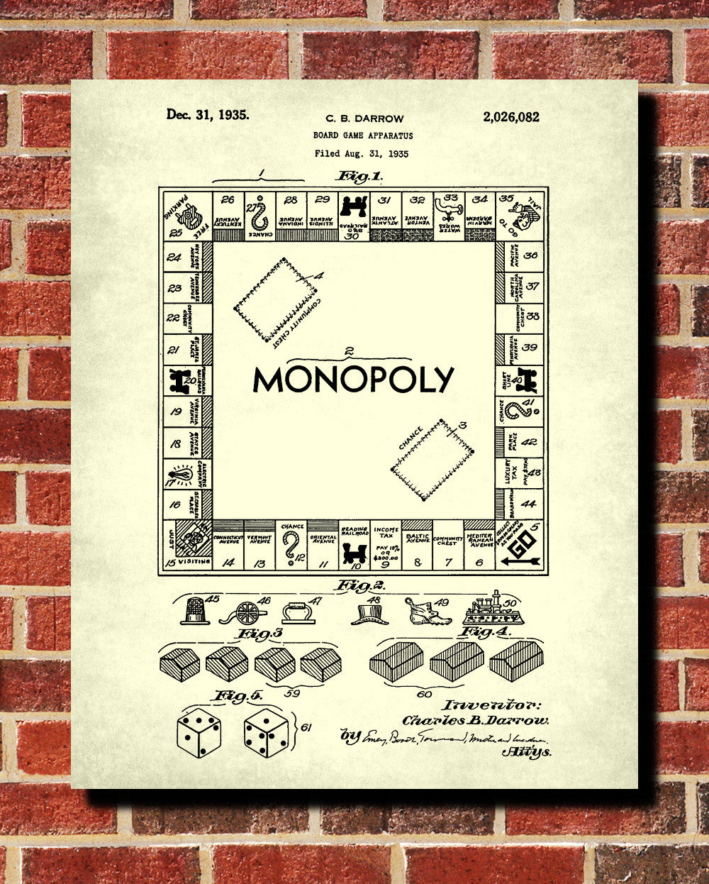 Monopoly Patent Print Board Game Blueprint Games Poster - OnTrendAndFab