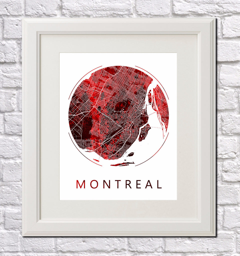 Montreal, Canada City Street Map Custom Wall Map Poster