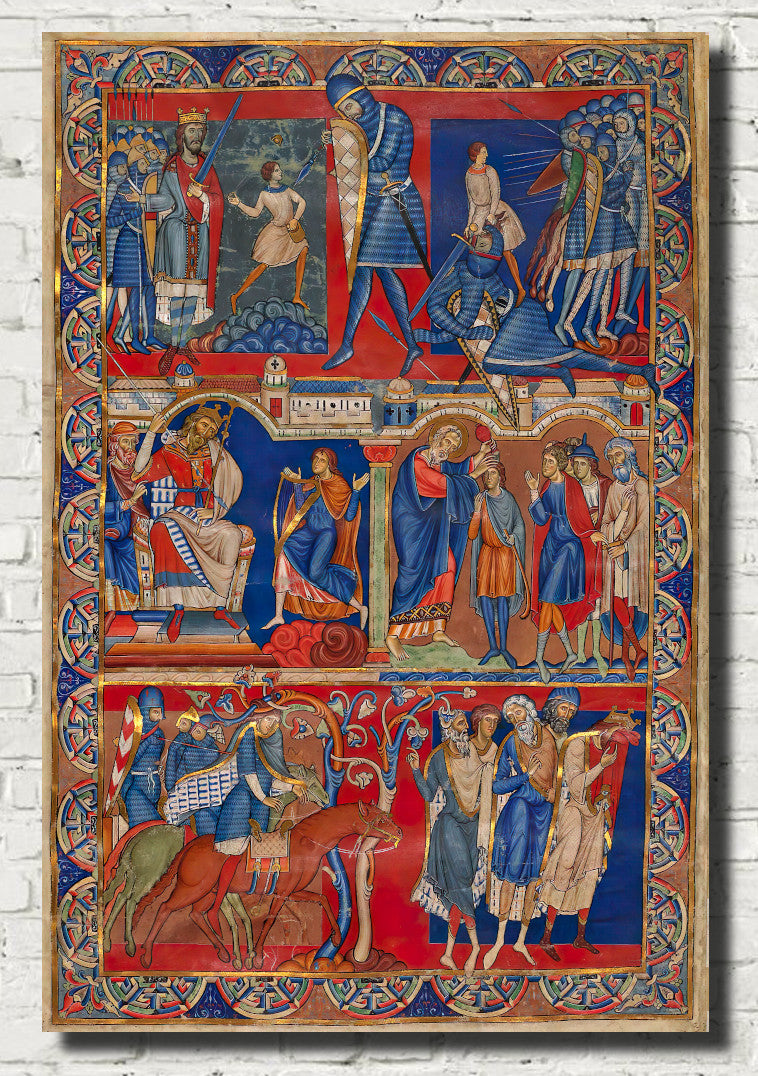 The Morgan Leaf, from the Winchester Bible: Frontispiece for 1 Samuel with Life of David (v.), ca. 1150–80