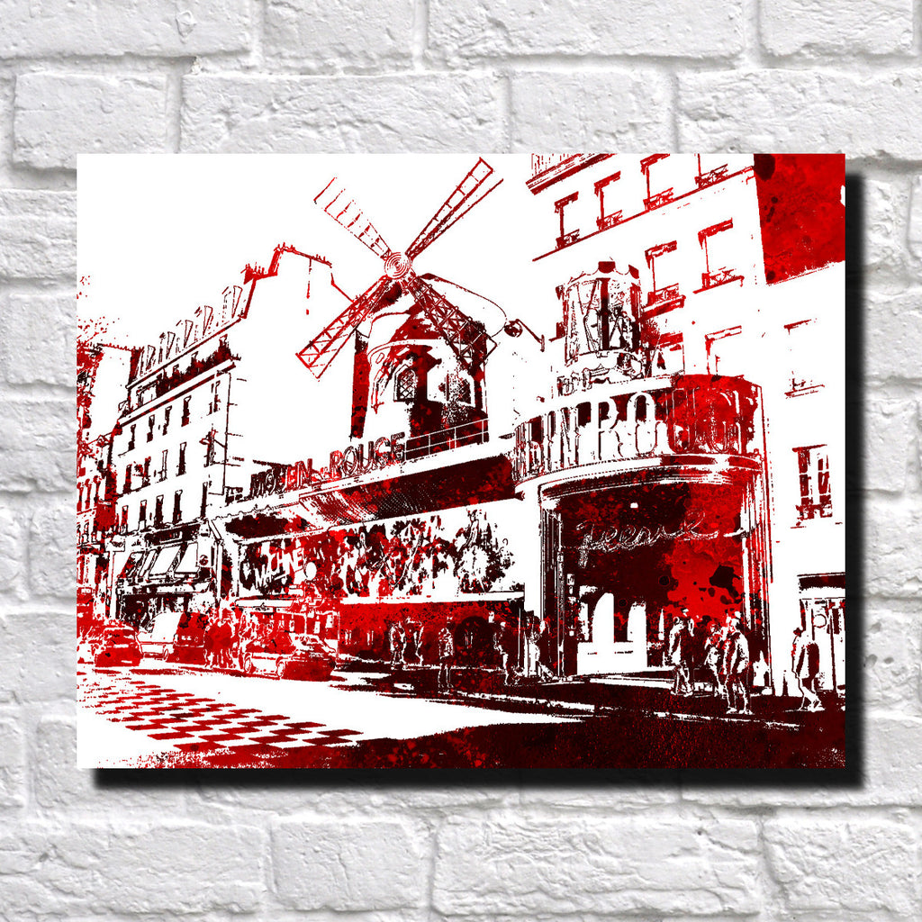 Moulin Rouge Paris Print City Landscape Poster Feature Wall Art