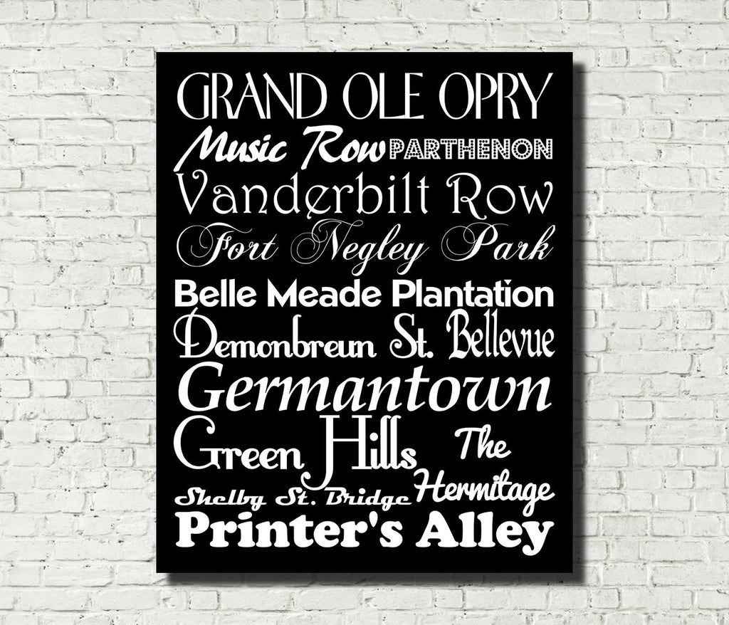 Nashville Neighbourhood Print Typography Scroll